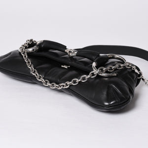 極美品 GUCCI グッチ ショルダーバッグ クラッチバッグ 764255 ホースビットチェーン レザー ブラック 中古 4a000813