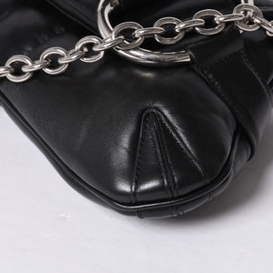 極美品 GUCCI グッチ ショルダーバッグ クラッチバッグ 764255 ホースビットチェーン レザー ブラック 中古 4a000813