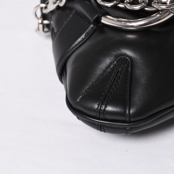 極美品 GUCCI グッチ ショルダーバッグ クラッチバッグ 764255 ホースビットチェーン レザー ブラック 中古 4a000813