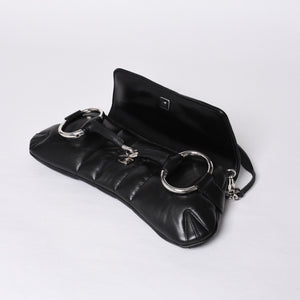 極美品 GUCCI グッチ ショルダーバッグ クラッチバッグ 764255 ホースビットチェーン レザー ブラック 中古 4a000813