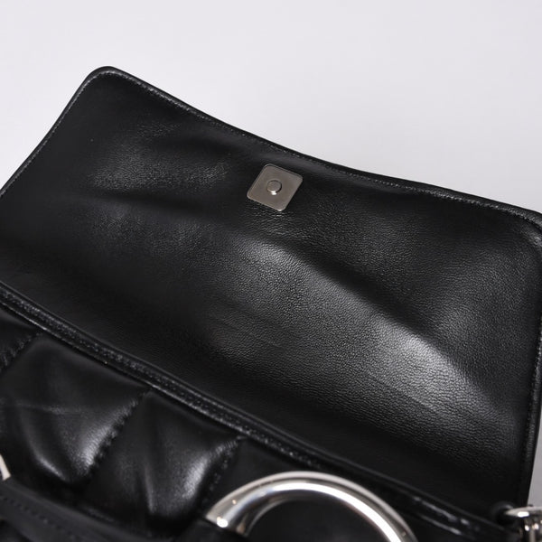 極美品 GUCCI グッチ ショルダーバッグ クラッチバッグ 764255 ホースビットチェーン レザー ブラック 中古 4a000813