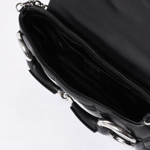 極美品 GUCCI グッチ ショルダーバッグ クラッチバッグ 764255 ホースビットチェーン レザー ブラック 中古 4a000813
