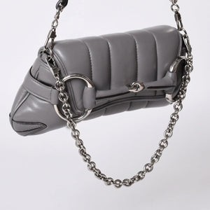 Very Good Condition GUCCI Gucci Horsebit 2way Shoulder Bag 764339 Leather Gray Silver Hardware Used 4b013020