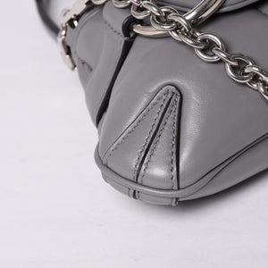 Very Good Condition GUCCI Gucci Horsebit 2way Shoulder Bag 764339 Leather Gray Silver Hardware Used 4b013020