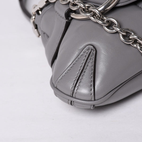 Very Good Condition GUCCI Gucci Horsebit 2way Shoulder Bag 764339 Leather Gray Silver Hardware Used 4b013020