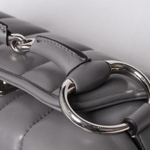 Very Good Condition GUCCI Gucci Horsebit 2way Shoulder Bag 764339 Leather Gray Silver Hardware Used 4b013020