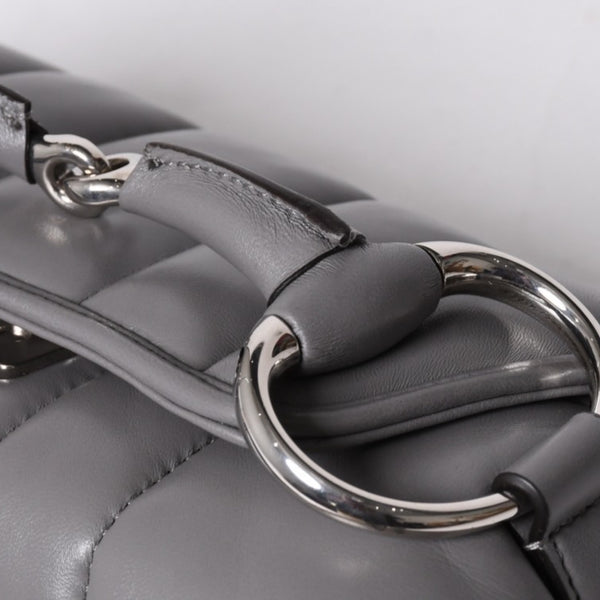 Very Good Condition GUCCI Gucci Horsebit 2way Shoulder Bag 764339 Leather Gray Silver Hardware Used 4b013020