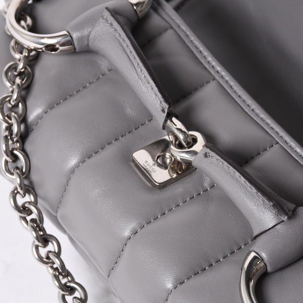 Very Good Condition GUCCI Gucci Horsebit 2way Shoulder Bag 764339 Leather Gray Silver Hardware Used 4b013020