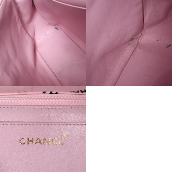 CHANEL Deca Matelasse 34 S Flap W Chain Shoulder Bag Coco Mark Canvas Pink Gold Hardware Good Used 4a001016