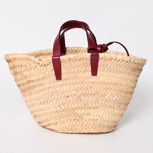 CELINE セリーヌ Hand Bag ハンドバッグ 籠バッグ F-AN-1252 ベージュ ワインレッド レザー 美品 中古 4a000263