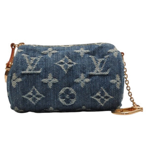 極美品 LOUIS VUITTON ルイヴィトン モノグラムデニム ミニ トゥルース スピーディPM M95082 ストラップ ブルー 中古 4a001032
