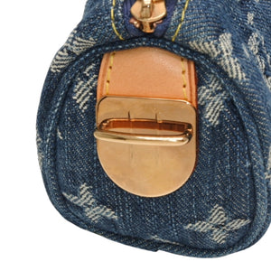 極美品 LOUIS VUITTON ルイヴィトン モノグラムデニム ミニ トゥルース スピーディPM M95082 ストラップ ブルー 中古 4a001032