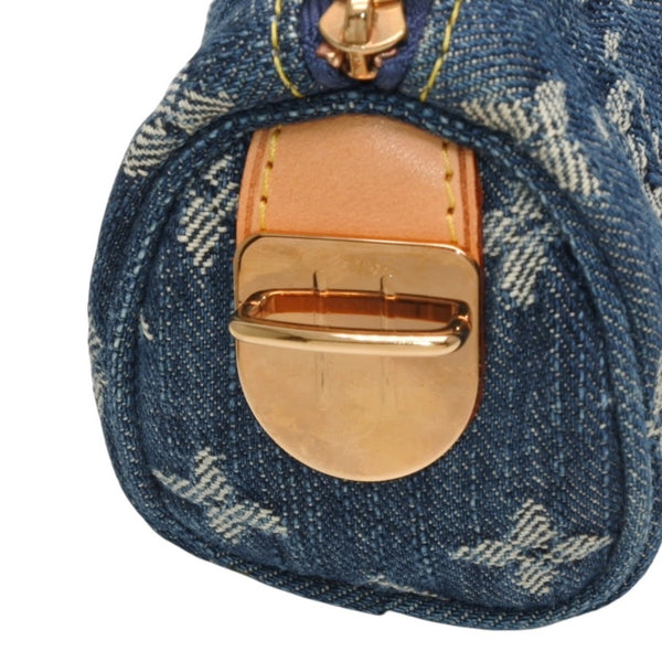 極美品 LOUIS VUITTON ルイヴィトン モノグラムデニム ミニ トゥルース スピーディPM M95082 ストラップ ブルー 中古 4a001032
