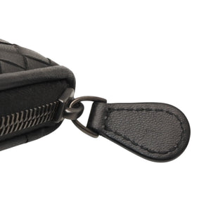 極美品 Bottega Veneta ボッテガヴェネタ イントレチャート コインケース カードケース レザー ブラック ブラック金具 中古 4a000756