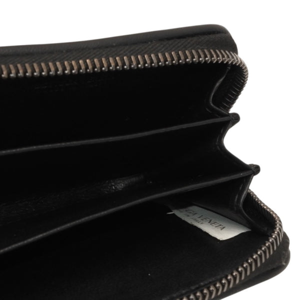 極美品 Bottega Veneta ボッテガヴェネタ イントレチャート コインケース カードケース レザー ブラック ブラック金具 中古 4a000756