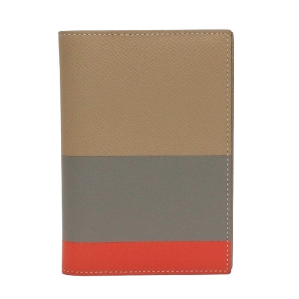HERMES エルメス 手帳カバー アジェンダ X刻印 ヴォーエプソン ベージュ グレー オレンジ 美品 中古 4a000791