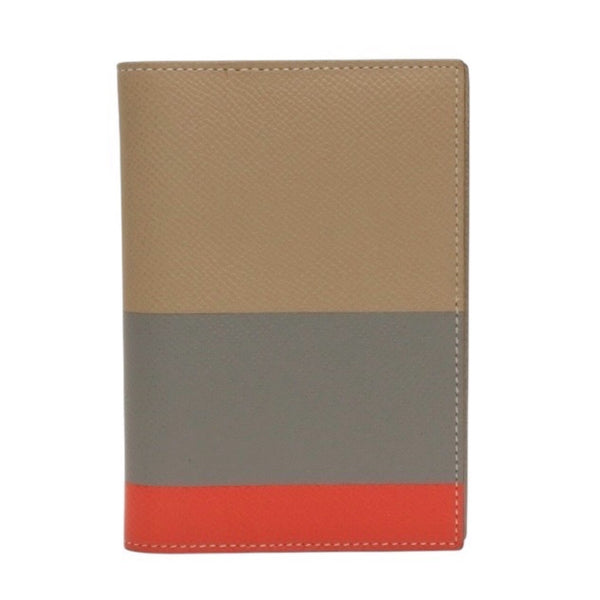HERMES Notebook Cover Agenda X Engraved Vaux Epson Beige Gray Orange Good Condition Used 4a000791
