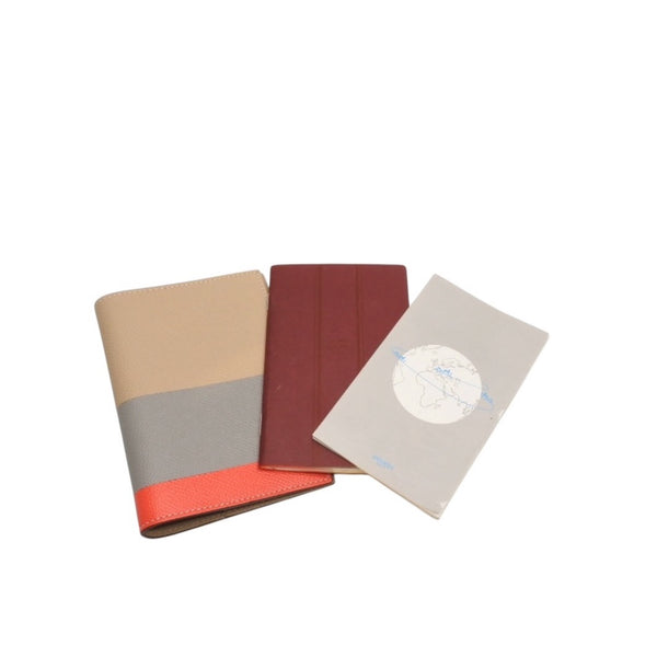 HERMES Notebook Cover Agenda X Engraved Vaux Epson Beige Gray Orange Good Condition Used 4a000791