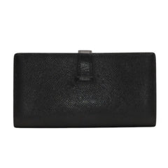 HERMES Hermes Bear Souffle Vaux Epson Long Wallet Gold Hardware C Stamp Made in France Black Gold Hardware Good Condition Used 4a000834