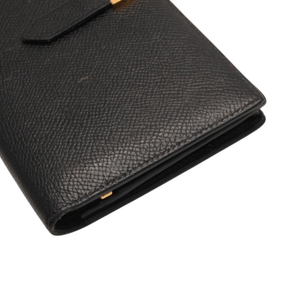 HERMES Hermes Bear Souffle Vaux Epson Long Wallet Gold Hardware C Stamp Made in France Black Gold Hardware Good Condition Used 4a000834