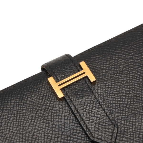 HERMES Hermes Bear Souffle Vaux Epson Long Wallet Gold Hardware C Stamp Made in France Black Gold Hardware Good Condition Used 4a000834