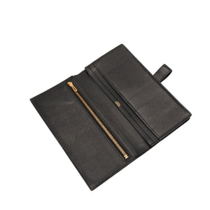 HERMES Hermes Bear Souffle Vaux Epson Long Wallet Gold Hardware C Stamp Made in France Black Gold Hardware Good Condition Used 4a000834