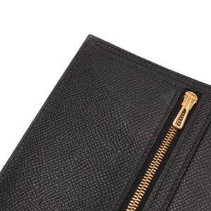 HERMES Hermes Bear Souffle Vaux Epson Long Wallet Gold Hardware C Stamp Made in France Black Gold Hardware Good Condition Used 4a000834