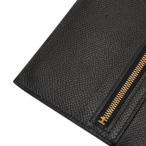HERMES Hermes Bear Souffle Vaux Epson Long Wallet Gold Hardware C Stamp Made in France Black Gold Hardware Good Condition Used 4a000834