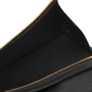 HERMES Hermes Bear Souffle Vaux Epson Long Wallet Gold Hardware C Stamp Made in France Black Gold Hardware Good Condition Used 4a000834