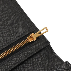 HERMES Hermes Bear Souffle Vaux Epson Long Wallet Gold Hardware C Stamp Made in France Black Gold Hardware Good Condition Used 4a000834