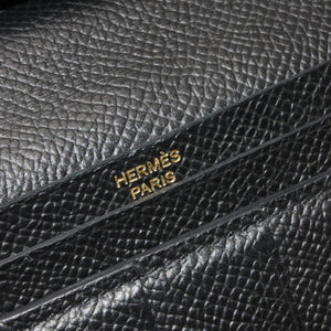 HERMES Hermes Bear Souffle Vaux Epson Long Wallet Gold Hardware C Stamp Made in France Black Gold Hardware Good Condition Used 4a000834