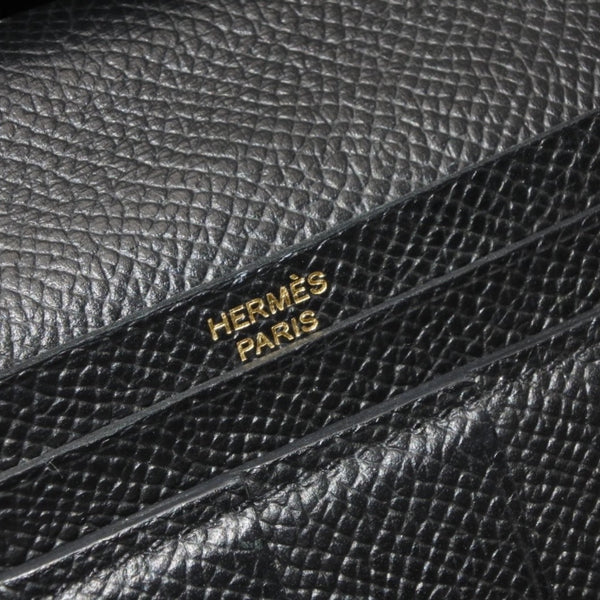 HERMES Hermes Bear Souffle Vaux Epson Long Wallet Gold Hardware C Stamp Made in France Black Gold Hardware Good Condition Used 4a000834