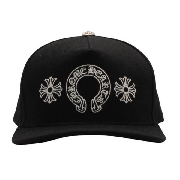 New and unused CHROME HEARTS 5PANEL SNAPBACK CAP 5 panel snapback cap ONE SIZE 51-61cm Black Used 4a001306