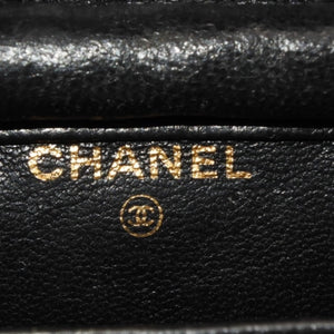Very Good Condition CHANEL Micromatelasse Chain Shoulder Bag No. 1 Coco Mark Lambskin Black Gold Hardware Used 4a000935
