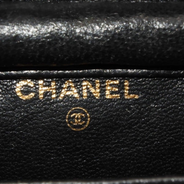 Very Good Condition CHANEL Micromatelasse Chain Shoulder Bag No. 1 Coco Mark Lambskin Black Gold Hardware Used 4a000935