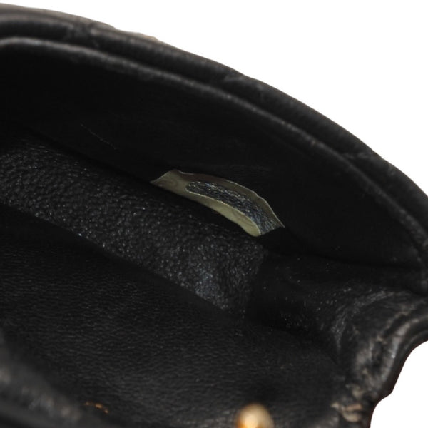 Very Good Condition CHANEL Micromatelasse Chain Shoulder Bag No. 1 Coco Mark Lambskin Black Gold Hardware Used 4a000935