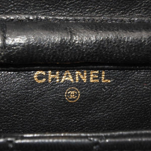Very Good Condition CHANEL Micromatelasse Chain Shoulder Bag No. 1 Coco Mark Lambskin Black Gold Hardware Used 4a000935