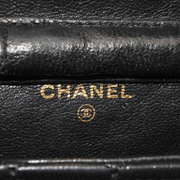 Very Good Condition CHANEL Micromatelasse Chain Shoulder Bag No. 1 Coco Mark Lambskin Black Gold Hardware Used 4a000935