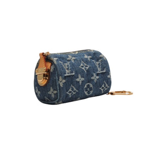 極美品 LOUIS VUITTON ルイヴィトン モノグラムデニム ミニ トゥルース スピーディPM M95082 ストラップ ブルー 中古 4a001032