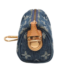 極美品 LOUIS VUITTON ルイヴィトン モノグラムデニム ミニ トゥルース スピーディPM M95082 ストラップ ブルー 中古 4a001032