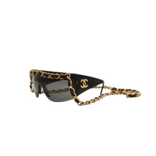 画像をギャラリービューアに読み込む, CHANEL シャネル チェーンサングラス アイウェア 0027 901 ココマーク ブラック ゴールド ヴィンテージ 美品 中古 4a000944