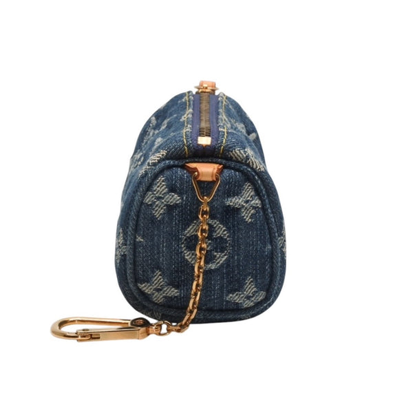極美品 LOUIS VUITTON ルイヴィトン モノグラムデニム ミニ トゥルース スピーディPM M95082 ストラップ ブルー 中古 4a001032