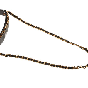 CHANEL Chain Sunglasses Eyewear 0027 901 Coco Mark Black Gold Vintage Good Condition Used 4a000944
