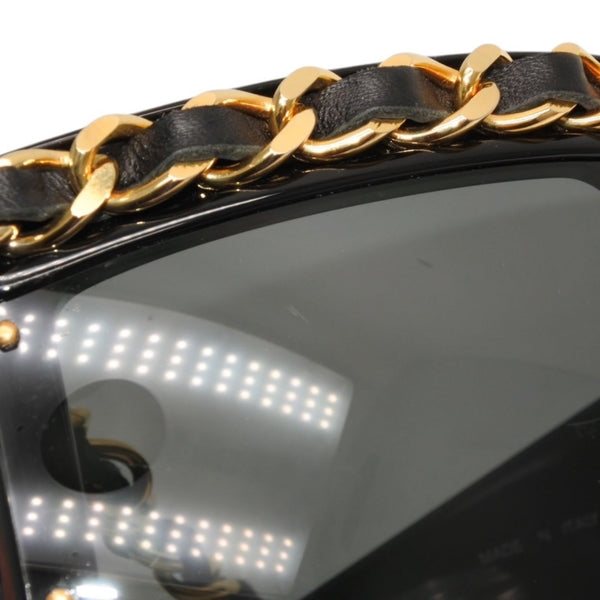 CHANEL Chain Sunglasses Eyewear 0027 901 Coco Mark Black Gold Vintage Good Condition Used 4a000944