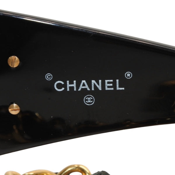 CHANEL Chain Sunglasses Eyewear 0027 901 Coco Mark Black Gold Vintage Good Condition Used 4a000944