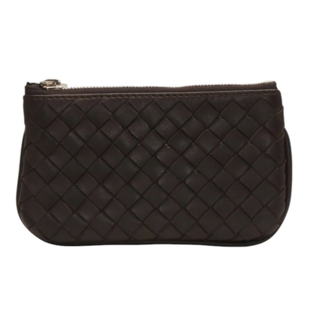 極美品 Bottega Veneta ボッテガヴェネタ イントレチャート コインケース カードケース レザー ブラウン シルバー金具 中古 4a000790