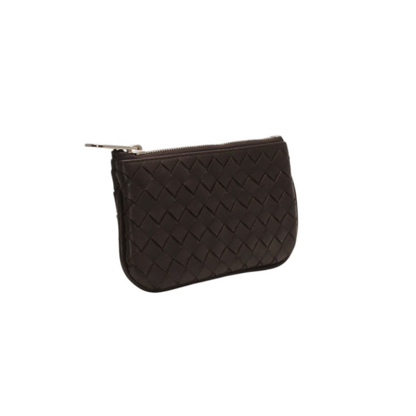 極美品 Bottega Veneta ボッテガヴェネタ イントレチャート コインケース カードケース レザー ブラウン シルバー金具 中古 4a000790