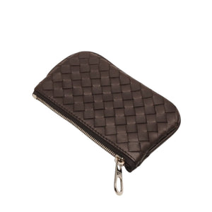 極美品 Bottega Veneta ボッテガヴェネタ イントレチャート コインケース カードケース レザー ブラウン シルバー金具 中古 4a000790