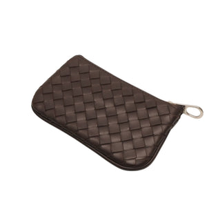 極美品 Bottega Veneta ボッテガヴェネタ イントレチャート コインケース カードケース レザー ブラウン シルバー金具 中古 4a000790