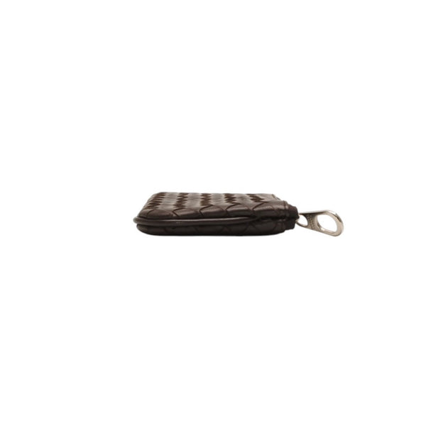 極美品 Bottega Veneta ボッテガヴェネタ イントレチャート コインケース カードケース レザー ブラウン シルバー金具 中古 4a000790